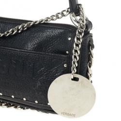 Pre Owned Versace Black Leather Shoulder Bag