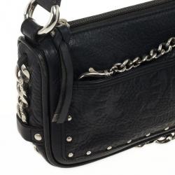 Pre Owned Versace Black Leather Shoulder Bag