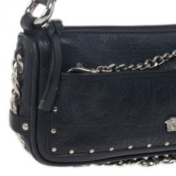 Pre Owned Versace Black Leather Shoulder Bag