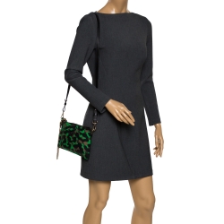 Pre Owned Versace Green Camouflage Leather Crossbody Bag