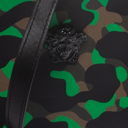 Pre Owned Versace Green Camouflage Leather Crossbody Bag
