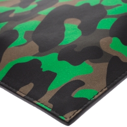 Pre Owned Versace Green Camouflage Leather Crossbody Bag