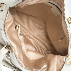 Pre Owned Versace White Leather Venita Bow Satchel 