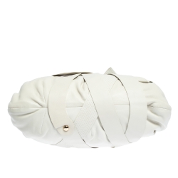 Pre Owned Versace White Leather Venita Bow Satchel 