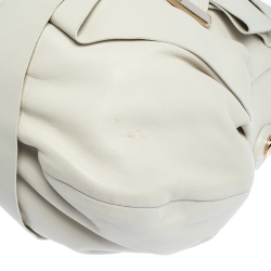 Pre Owned Versace White Leather Venita Bow Satchel 