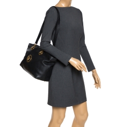 مملوكة مسبقًا Versace Black Leather Medusa Shopper Tote