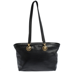 مملوكة مسبقًا Versace Black Leather Medusa Shopper Tote