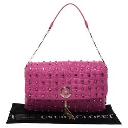 Versace Pink Leather Studded Tassel Vanitas Medea Shoulder Bag