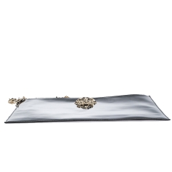 Pre Owned Versace Black Patent Leather Medusa Wristlet Pouch