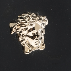 Pre Owned Versace Black Patent Leather Medusa Wristlet Pouch