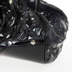 Pre Owned Versace Black Patent Chain Link Handle Satchel