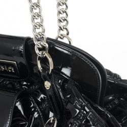 Pre Owned Versace Black Patent Chain Link Handle Satchel