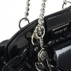 Pre Owned Versace Black Patent Chain Link Handle Satchel