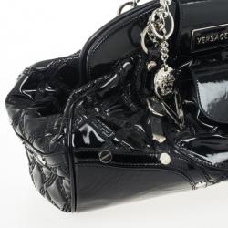 Pre Owned Versace Black Patent Chain Link Handle Satchel