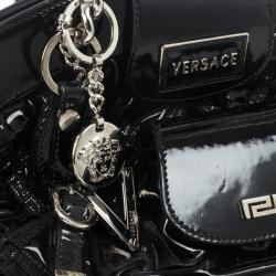 Pre Owned Versace Black Patent Chain Link Handle Satchel