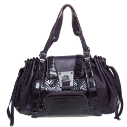 Pre Owned Versace Purple Patent Leather Loop Detail Shoulder Bag