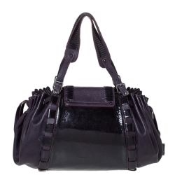 Pre Owned Versace Purple Patent Leather Loop Detail Shoulder Bag