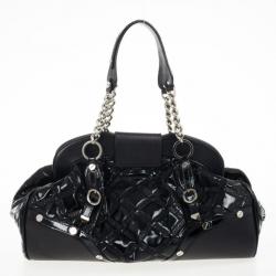Pre Owned Versace Black Patent Framed Satchel