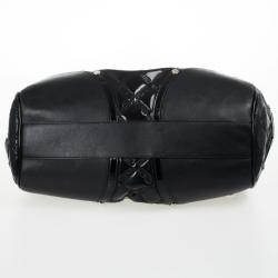 Pre Owned Versace Black Patent Framed Satchel