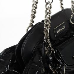 Pre Owned Versace Black Patent Framed Satchel