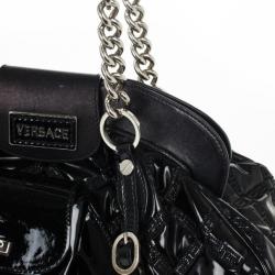 Pre Owned Versace Black Patent Framed Satchel