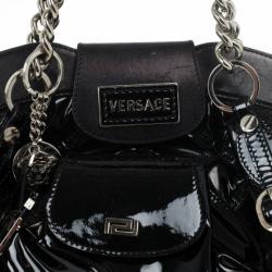 Pre Owned Versace Black Patent Framed Satchel