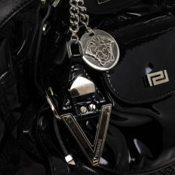 Pre Owned Versace Black Patent Framed Satchel