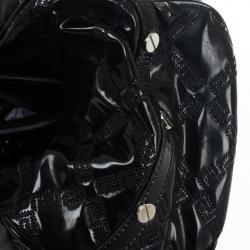 Pre Owned Versace Black Patent Framed Satchel