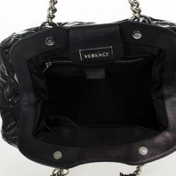 Pre Owned Versace Black Patent Framed Satchel