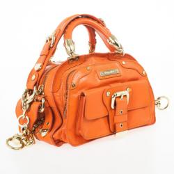 مملوكة مسبقًا Versace Orange Leather Mini Satchel
