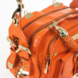 مملوكة مسبقًا Versace Orange Leather Mini Satchel