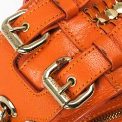 مملوكة مسبقًا Versace Orange Leather Mini Satchel