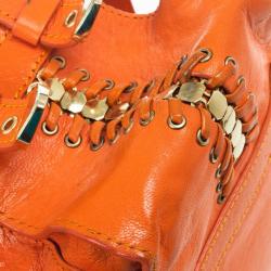 مملوكة مسبقًا Versace Orange Leather Mini Satchel