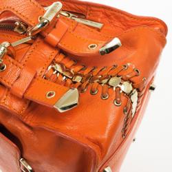 مملوكة مسبقًا Versace Orange Leather Mini Satchel