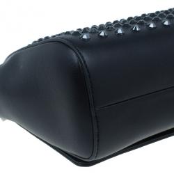 Pre Owned Versace Black  Leather Studded Crystal Chain Shoulder Bag