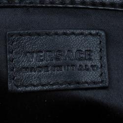 Pre Owned Versace Black  Leather Studded Crystal Chain Shoulder Bag