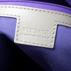 مملوكة مسبقًا Versace Grey/Lilac Baroque Print Coated Canvas and Leather Frame Tote