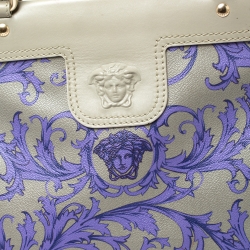 مملوكة مسبقًا Versace Grey/Lilac Baroque Print Coated Canvas and Leather Frame Tote