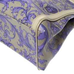 مملوكة مسبقًا Versace Grey/Lilac Baroque Print Coated Canvas and Leather Frame Tote