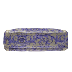 مملوكة مسبقًا Versace Grey/Lilac Baroque Print Coated Canvas and Leather Frame Tote