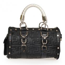 Pre Owned Versace Black Quilted ‘Snap Out Of It’ Satchel
