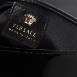 مملوكة مسبقًا Versace Black Patent Leather Medusa Chain Clutch