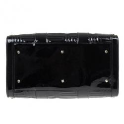 Pre Owned Versace Black Patent Quilted Snap Out Of It Satchel