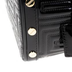 Pre Owned Versace Black Patent Quilted Snap Out Of It Satchel