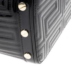Pre Owned Versace Black Patent Quilted Snap Out Of It Satchel