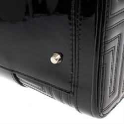 Pre Owned Versace Black Patent Quilted Snap Out Of It Satchel