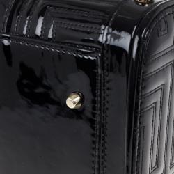 Pre Owned Versace Black Patent Quilted Snap Out Of It Satchel