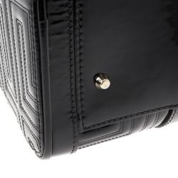 Pre Owned Versace Black Patent Quilted Snap Out Of It Satchel