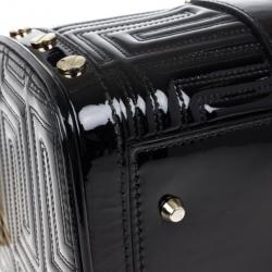 Pre Owned Versace Black Patent Quilted Snap Out Of It Satchel