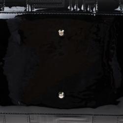 Pre Owned Versace Black Patent Quilted Snap Out Of It Satchel